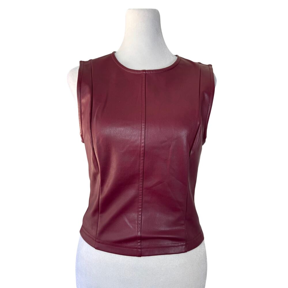 7 for All Mankind Burgundy Faux Leather Tank Top